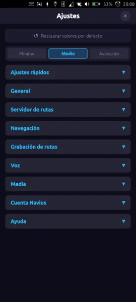 Ajustes — nivel medio