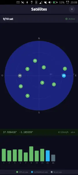 Vista de satélites GPS